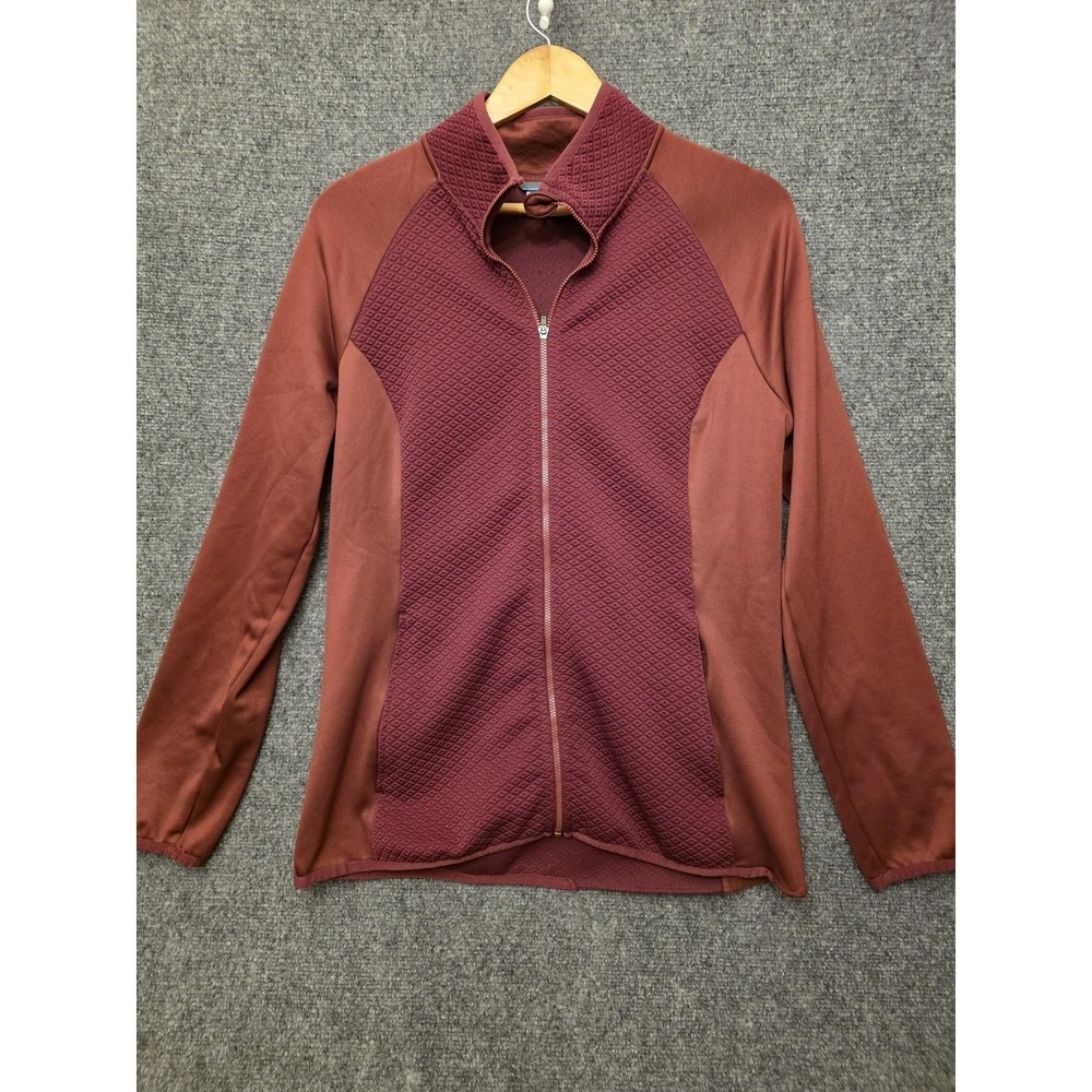 Columbia Jacket Womens Large Red Maroon Textured Fleece Full Zip FLAW